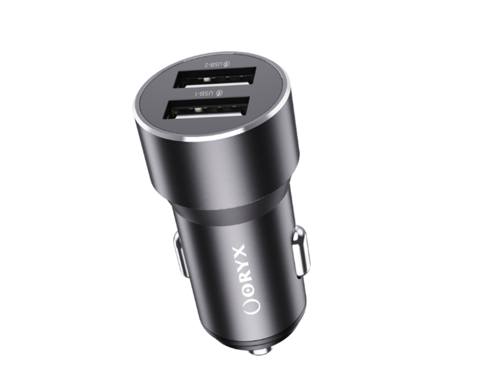 Oryx Chargeur de voiture rapide, double port USB, 12W (NCC-212)