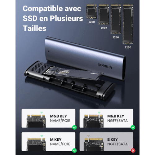 Ugreen Boitier disque dur externe Nvme/M2 SATA SSD (90264)-3