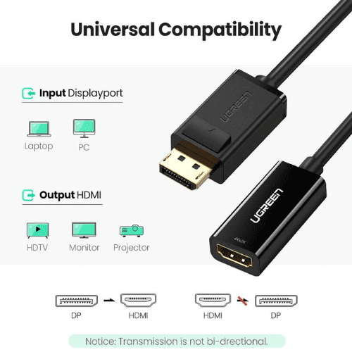 Ugreen Cable DP Male to HDMI Female (4K 30HZ) (40363)-1