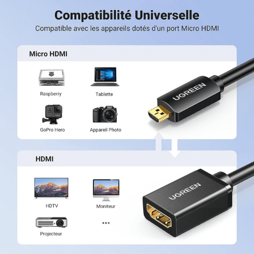 Ugreen Cable Micro HDMI to HDMI Female (20134)-3