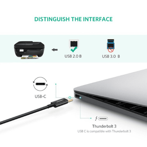 Ugreen Cable imprimante USB-C to BM Noir 2M (50446)-3