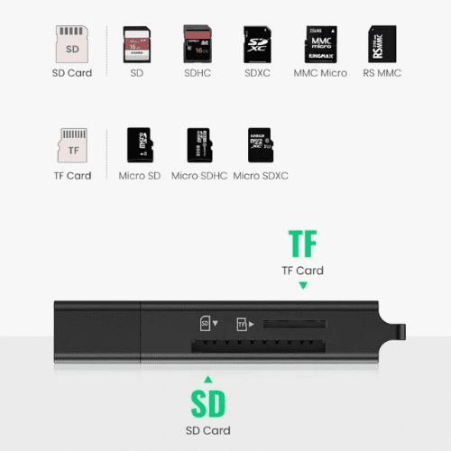 Ugreen Lecteur carte mémoire SD/TF USB 3.0 2en1 Noir (40752)-2