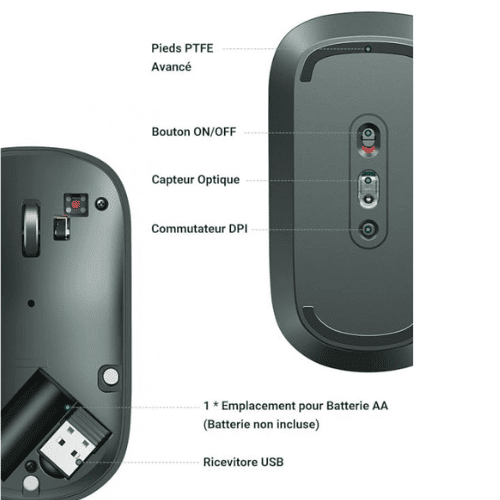 Ugreen Souris sans fil 2,4Ghz/10M Vert (90374)-5