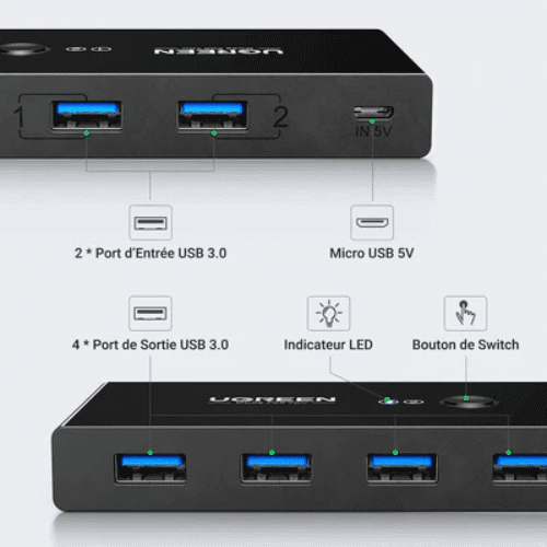 Ugreen Switch Commutateur 2x4 USB 3.0 (30768)-4