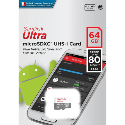 Ultra Android micro SDHC 64GB 80M (SDSQUNS-064G-GN3MN)-1