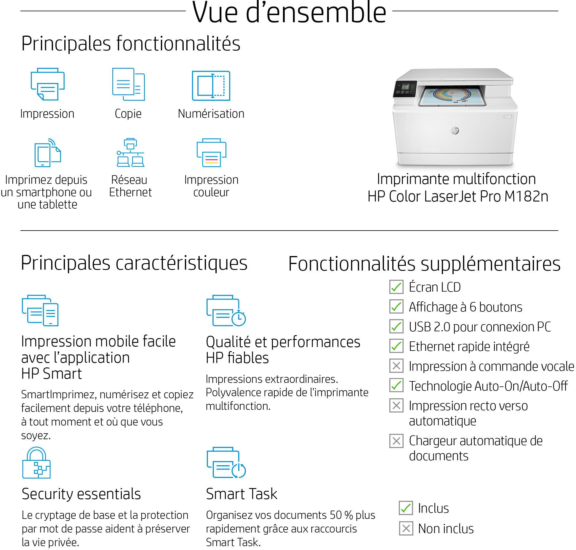 Imprimante Multifonction Laser Couleur HP LaserJet Pro M182n (7KW54A)-8