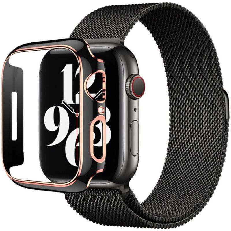 hyphen apple watch frame protector 41mm black and rose gold haw fp41bkrg7347 3