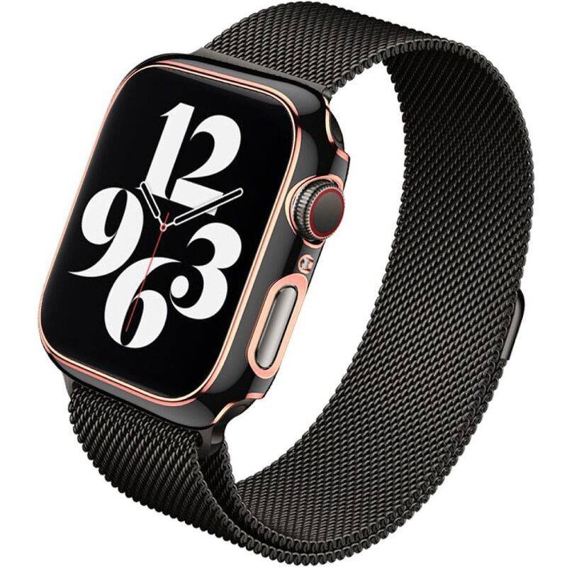 hyphen apple watch frame protector 41mm black and rose gold haw fp41bkrg7347 7