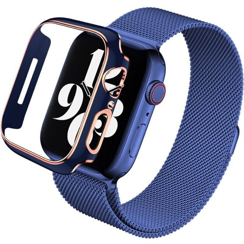 hyphen apple watch frame protector 41mm blue and rose gold haw fp41blrg7729 6