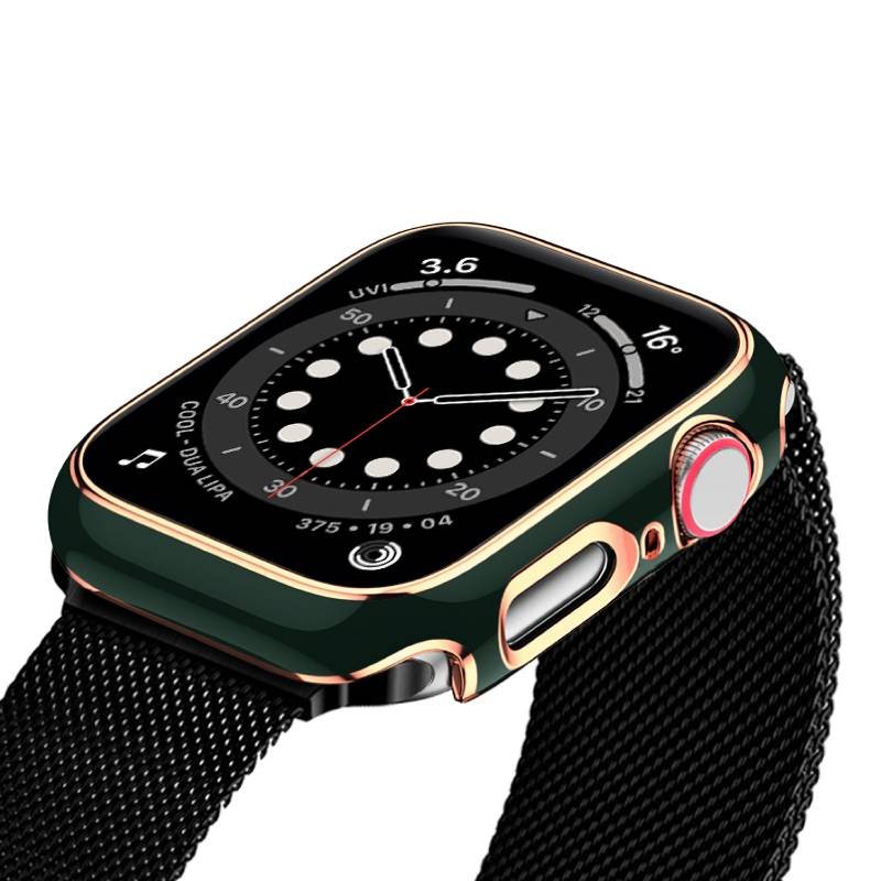 hyphen apple watch frame protector 41mm green and rose gold haw fp41grg7736 6