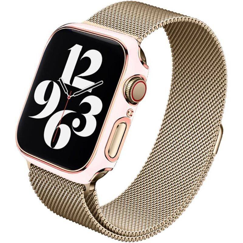 hyphen apple watch frame protector 41mm pink and rose gold haw fp41prg7712 7