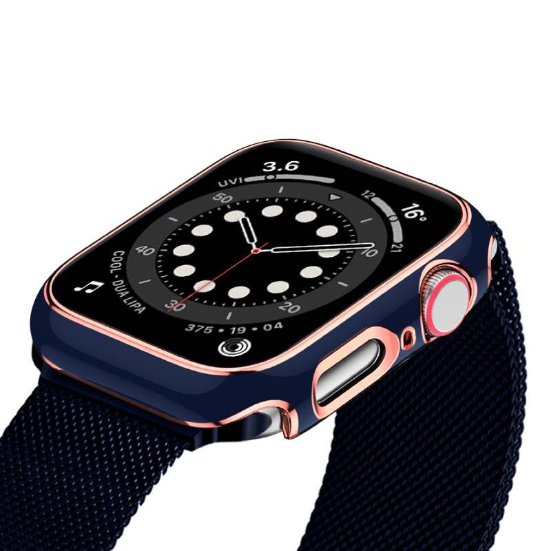 hyphen apple watch frame protector 45mm blue and rose gold haw fp45blrg7767 4