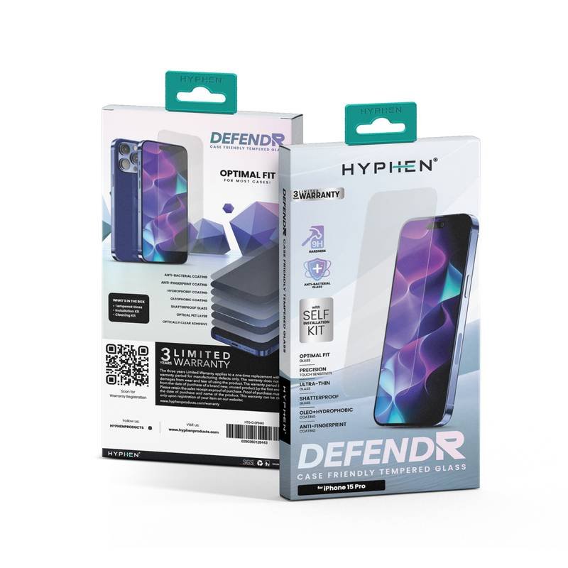 hyphen defendr case friendly tempered glass with applicator iphone 15 pro 6 1 htg c15p8443 2