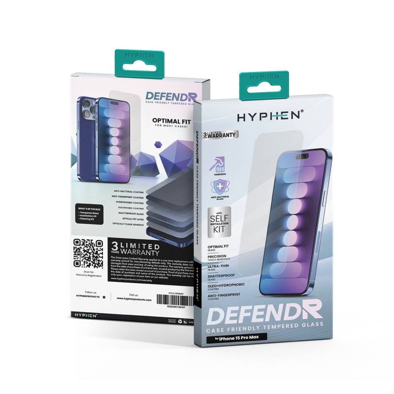 hyphen defendr case friendly tempered glass with applicator iphone 15 pro max 6 7 htg c15pm8467 3