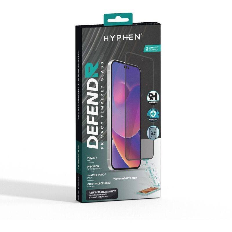 hyphen defendr privacy tempered glass iphone 14 pro max 6 7 htg p14pm4896 2