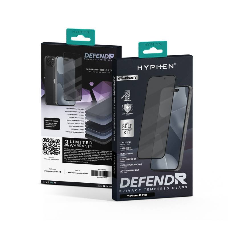 hyphen defendr privacy tempered glass with applicator iphone 15 plus 6 7 htg p15m8535 2