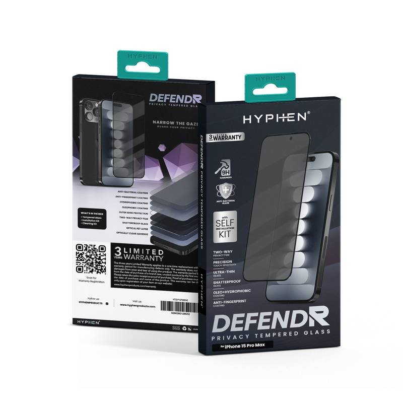 hyphen defendr privacy tempered glass with applicator iphone 15 pro max 6 7 htg p15pm8542 3