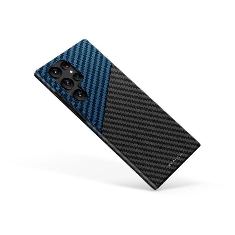 hyphen dual color carbon fiber case samsung s23 ultra black and blue hpc cs23ubbl7323 4