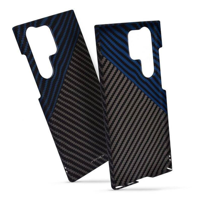 hyphen dual color carbon fiber case samsung s23 ultra black and blue hpc cs23ubbl7323 5