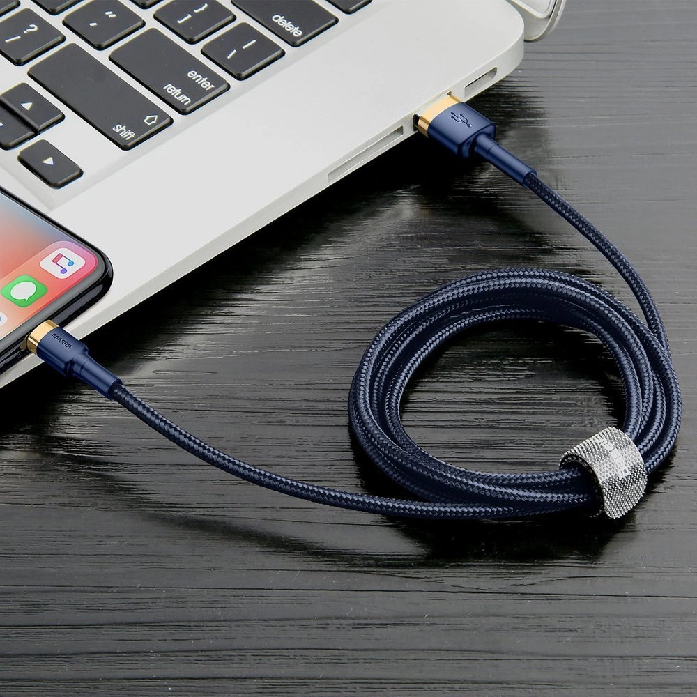 baseus cafule braided usb to lightning cable bluegold 2m calklf cv3 2