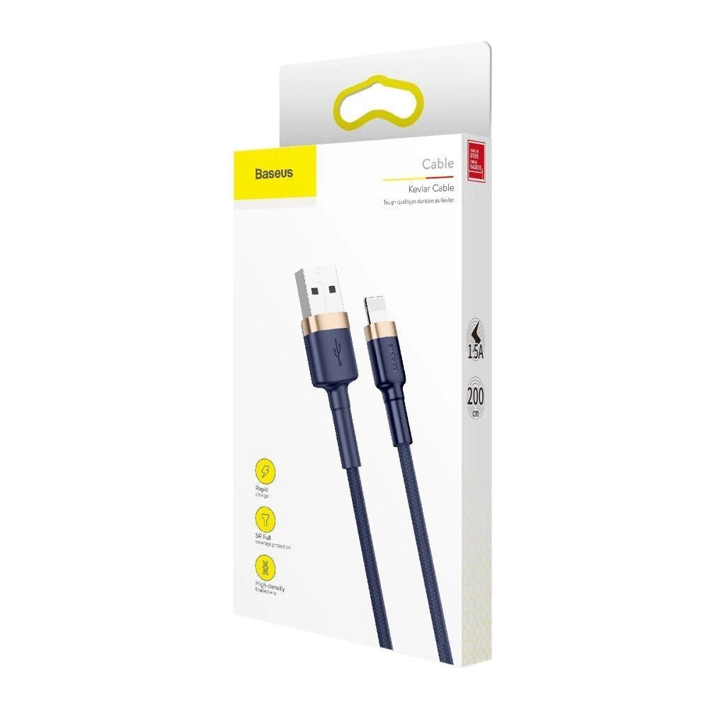 baseus cafule braided usb to lightning cable bluegold 2m calklf cv3 3