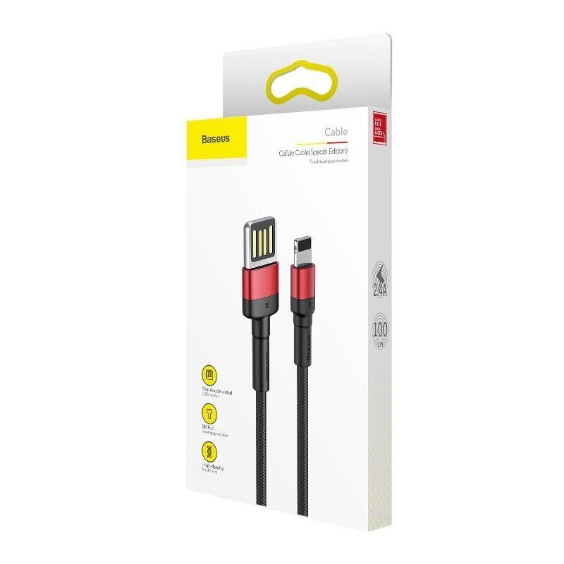 baseus cafule special usb for lightning 2 4a 1m fast data and charge cable black red calklf g91 2