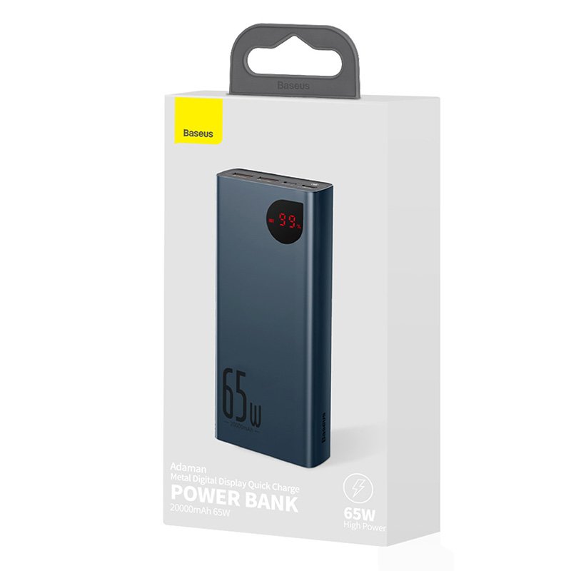 baseus power bank 20000mah 65w 2x usb 1x usb type c 1x micro usb quick charge 4 0 power delivery blue ppimda d03 6