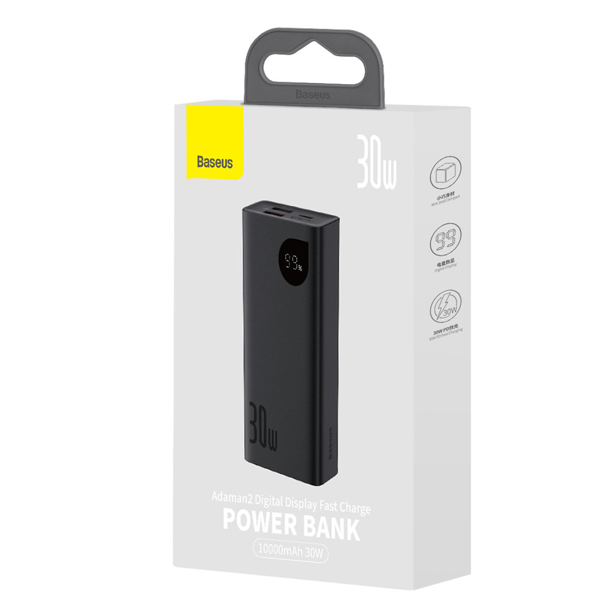 baseus power bank with digital display 10000mah 30w 2 x usb 1x usb type c black ppad040101 2