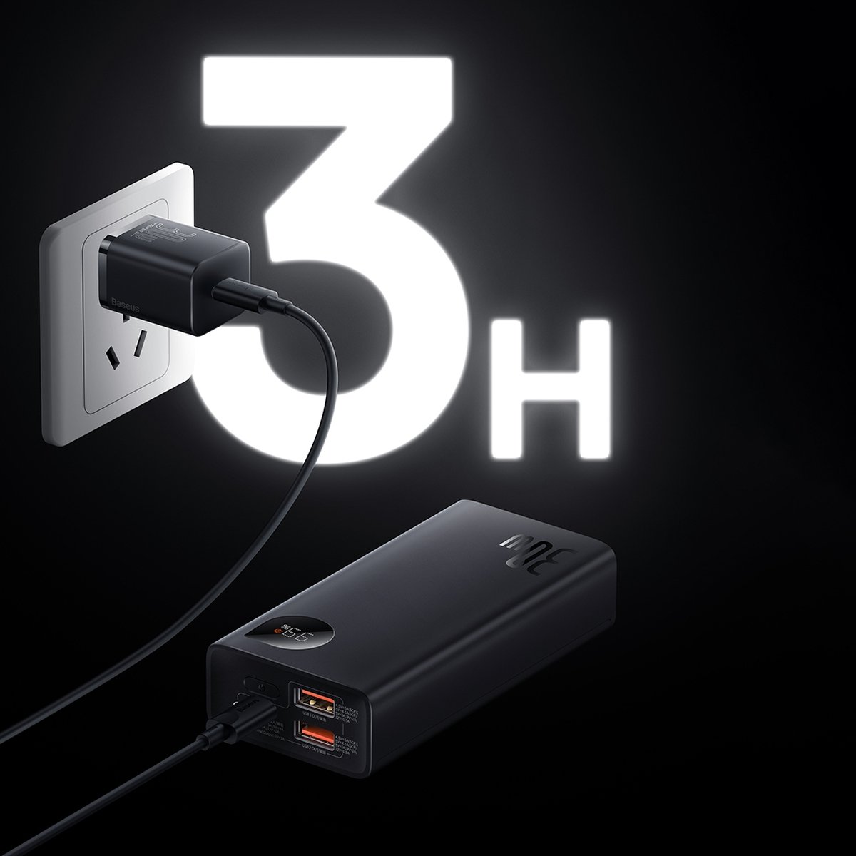 baseus power bank with digital display 10000mah 30w 2 x usb 1x usb type c black ppad040101 3
