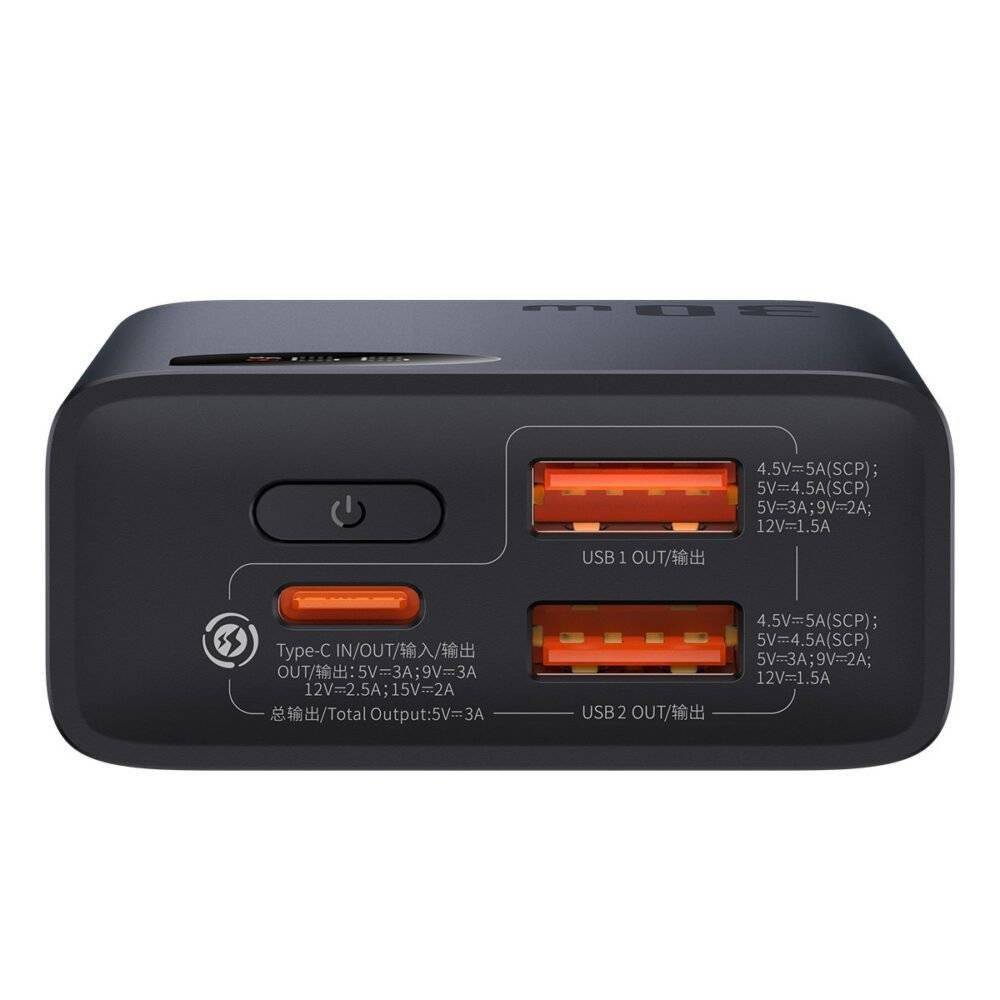 baseus power bank with digital display 10000mah 30w 2 x usb 1x usb type c black ppad040101 5