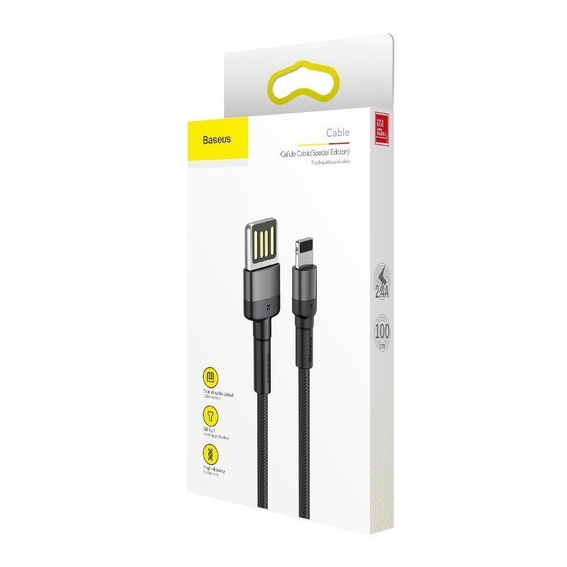 cable baseus cafule special edition lightning usb 2 4 a 1m black grey calklf gg1 2