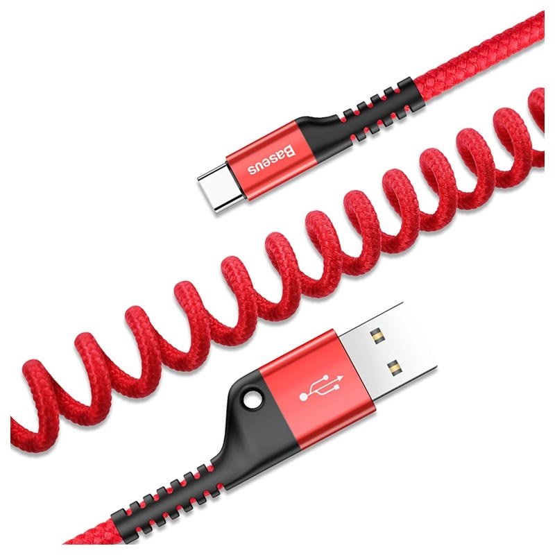 cable de donnees usb iphone baseus fish eye spring 1m rouge calsr 09 6