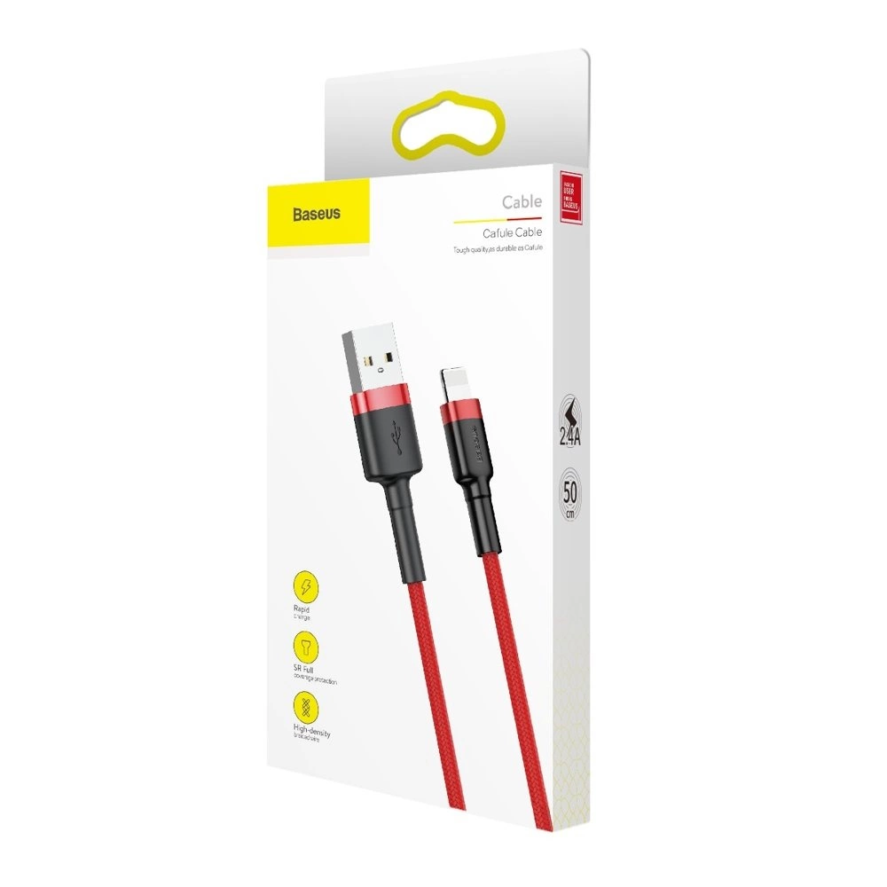 cable usb baseus cafule lightning pour iphone qc 3 0 05 m 24 a rouge calklf a09 3