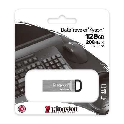 cle usb kingston datatraveler kyson usb type a 3 2 gen1 128 go dtkn 128gb 2