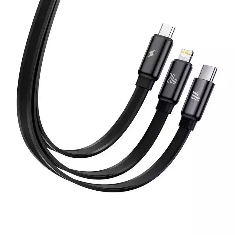 baseus cable 3 in 1 type c to usb c lightning micro 100w 1 7m black caqy000001 6