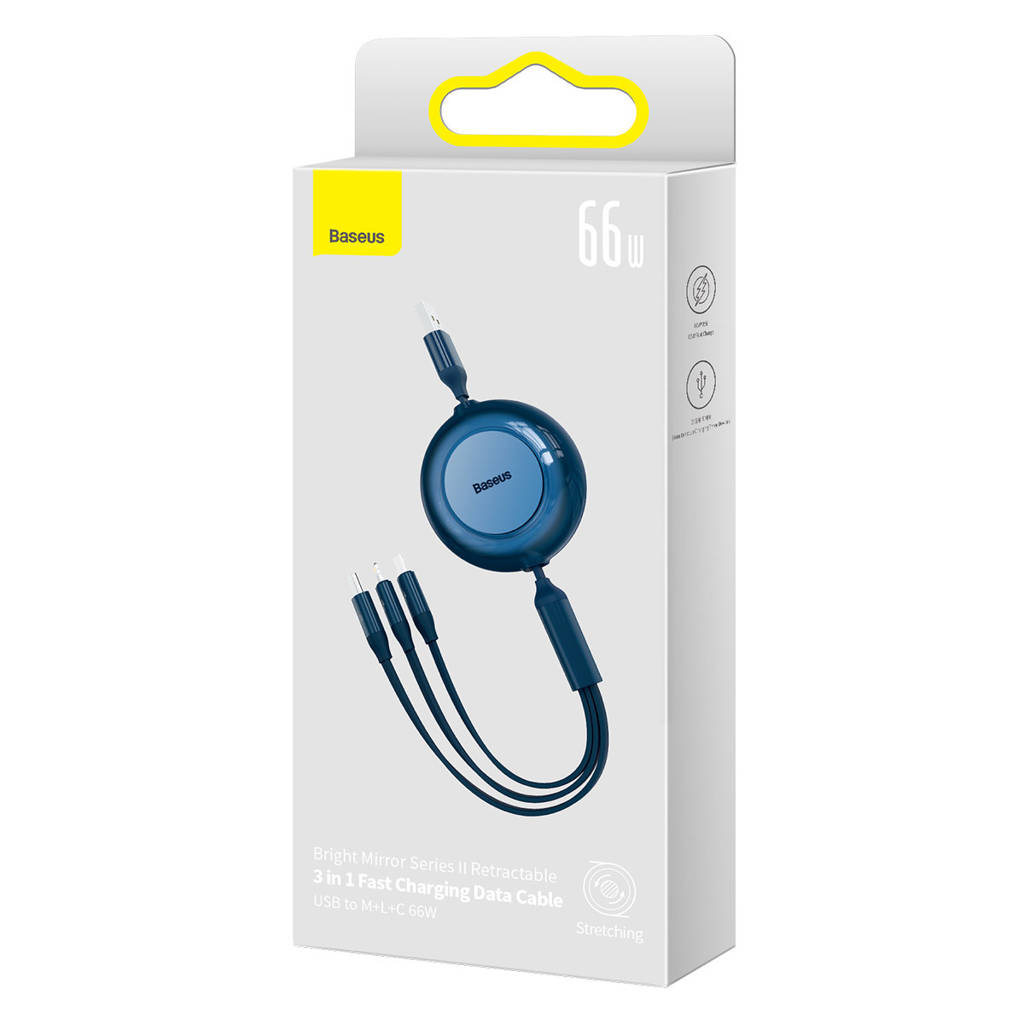 baseus cable 3 in 1 usb to mlc 66w 1 1m blue camj010103 4