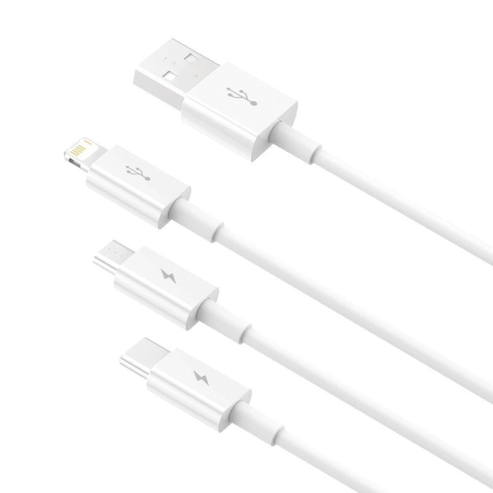 baseus cable 3in1 usb to usb c lightning micro usb 1 5m 3 5a white camltys 02 8