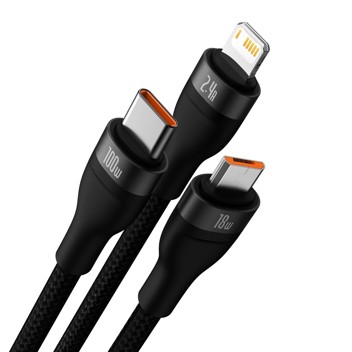 baseus cable one for three usb to mlc 100w 1 2m black cass030001 8