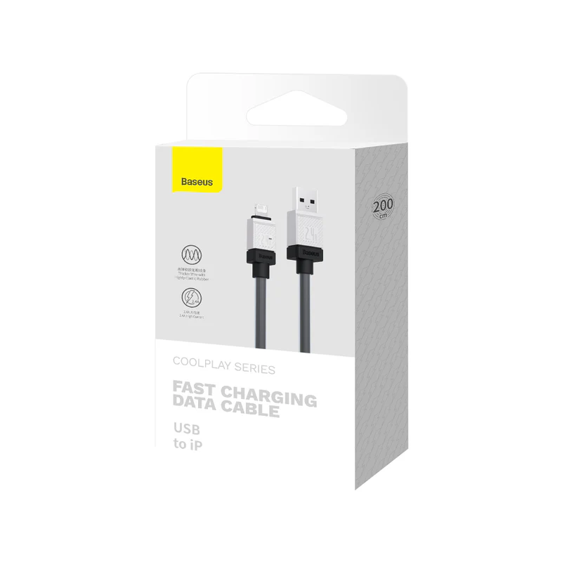 baseus cable usb to ip 2 4a 2m black cakw000501 2