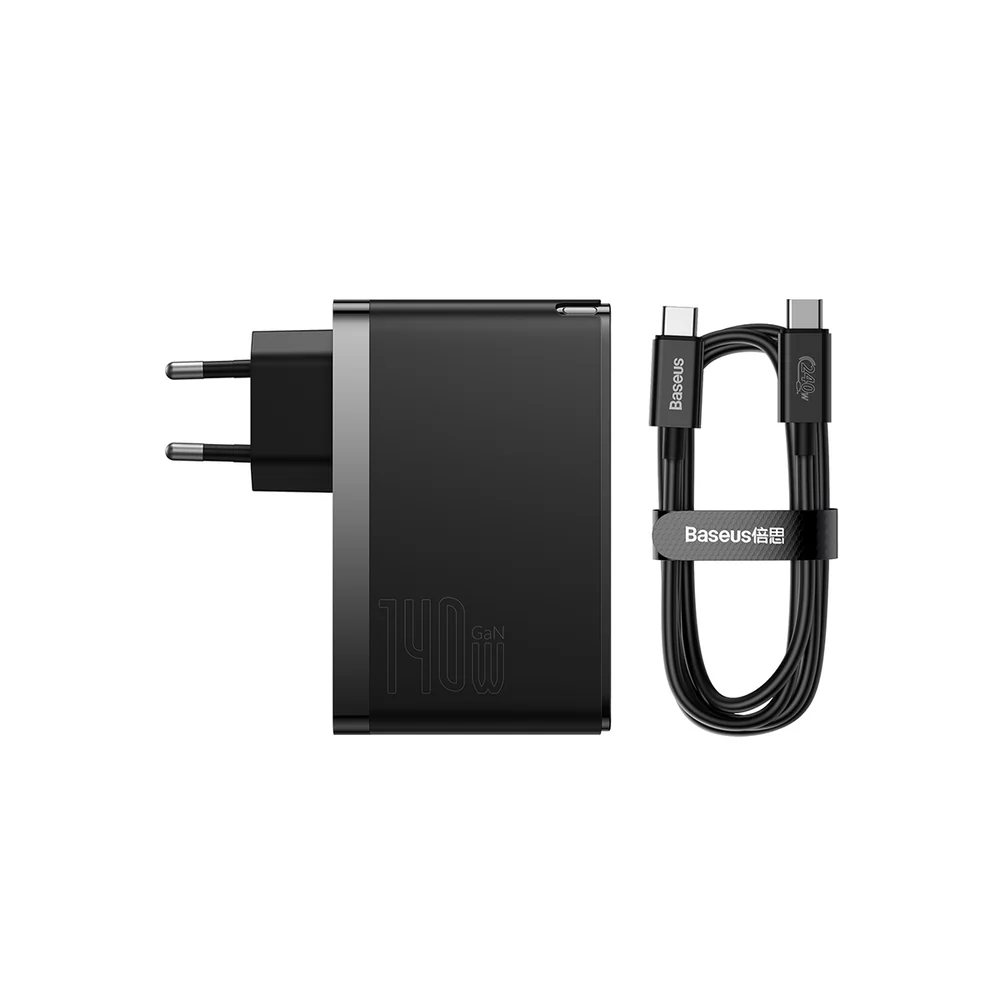 baseus gan5 pro140w fast charger 2x type c 1xusb eu 240w cable black ccgp100201 4