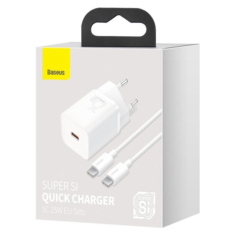 chargeur mural baseus super si usb c pd 25w avec sortie usb c blanc tzccsup l02 4