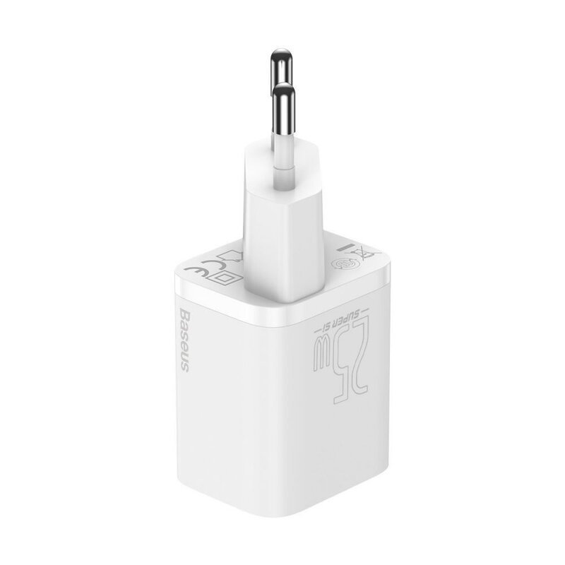 chargeur mural baseus super si usb c pd 25w avec sortie usb c blanc tzccsup l02 6