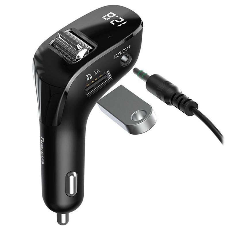 transmetteur bluetooth mp3 baseus mains libres et chargeur double usb noir ccf40 01 6