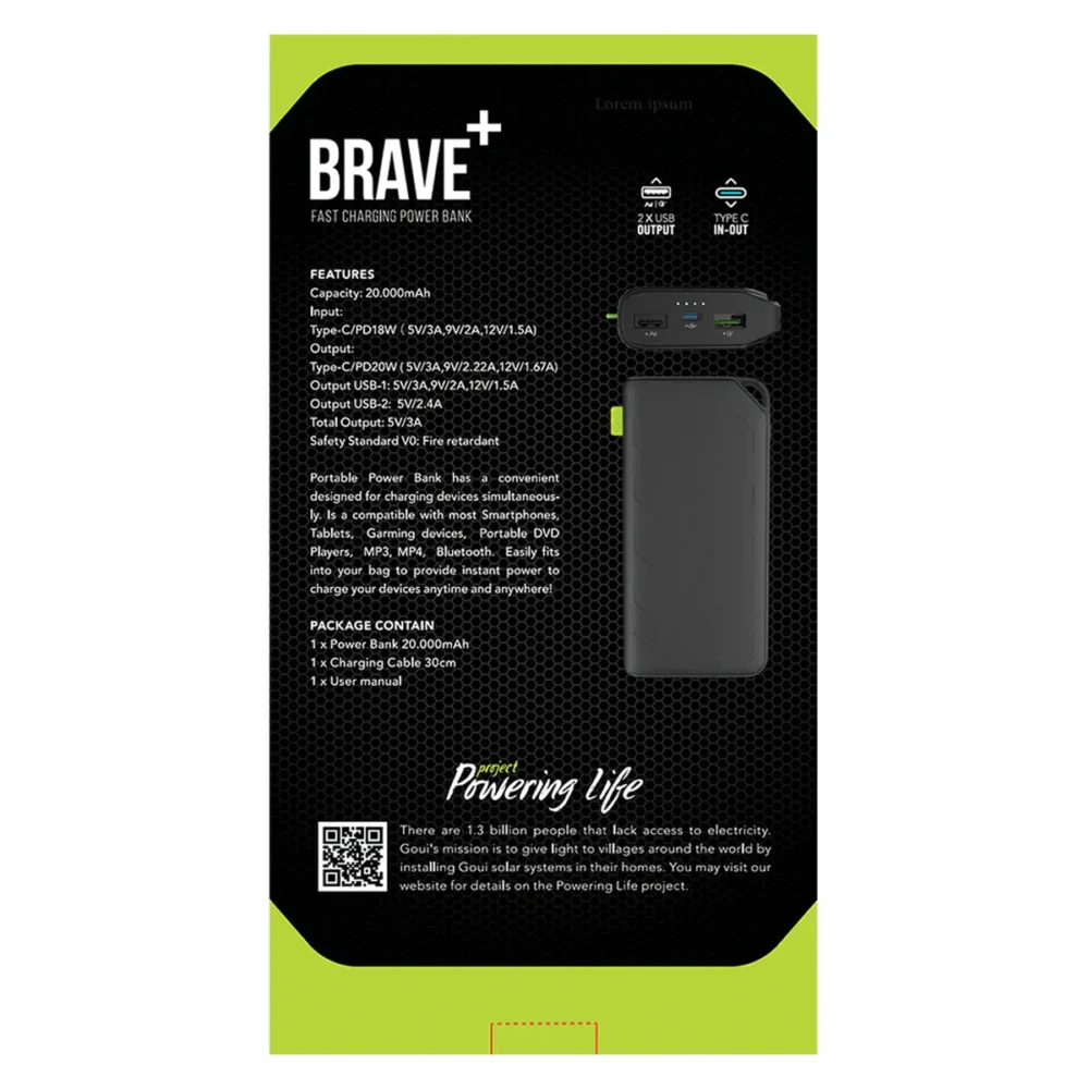 goui brave 20000 mah brave20 3