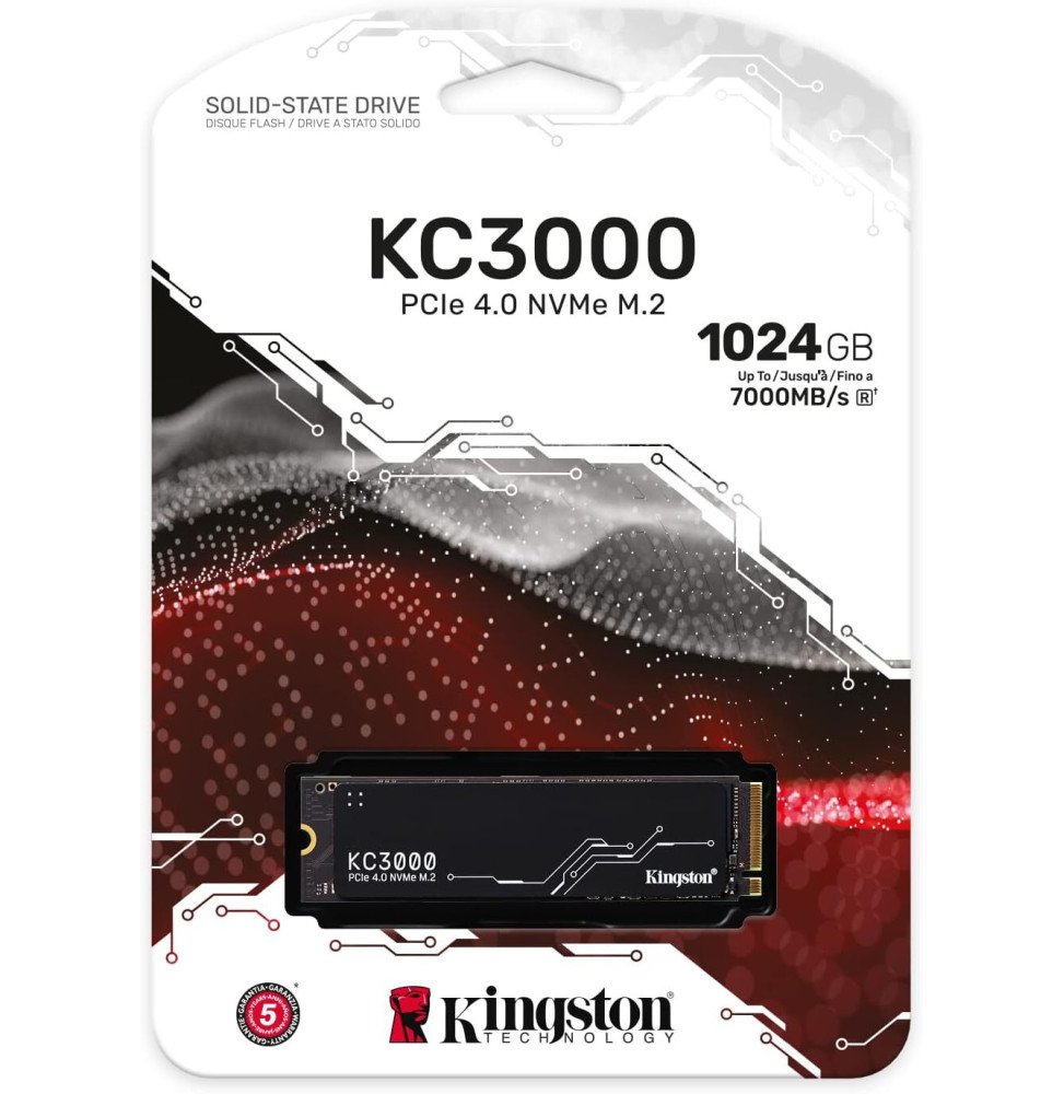 disque dur interne ssd kingston kc3000 m2 1024 go pci express 40 3d tlc nvme skc3000s 1024g