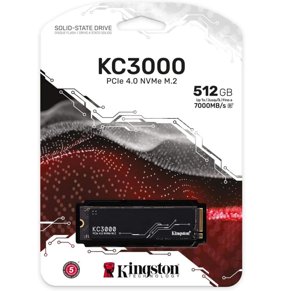 disque dur interne ssd kingston kc3000 m2 512 go pci express 40 3d tlc nvme skc3000s 512g