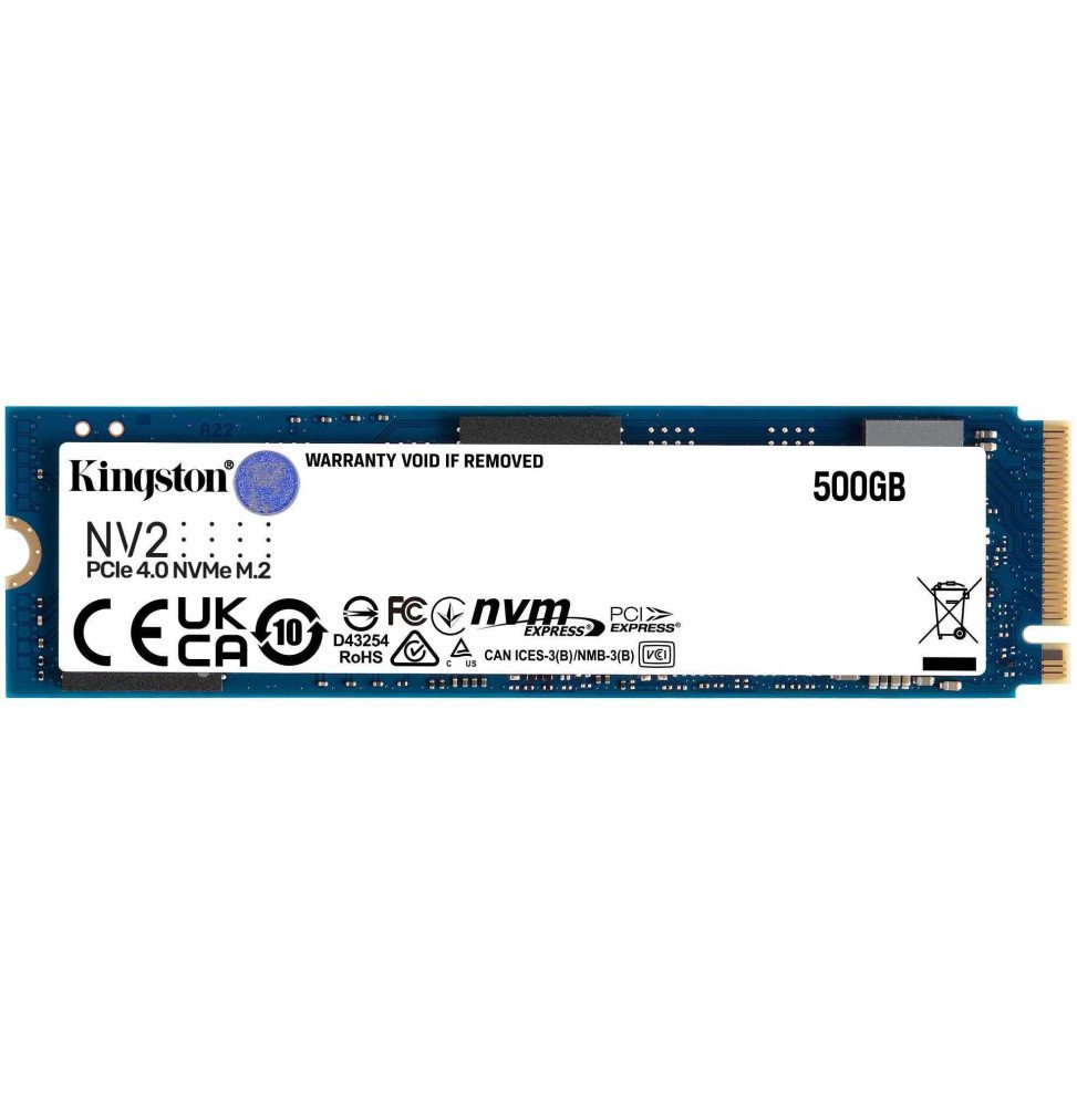 disque dur interne ssd kingston nv2 m2 500 gb pci express 40 nvme snv2s 500g