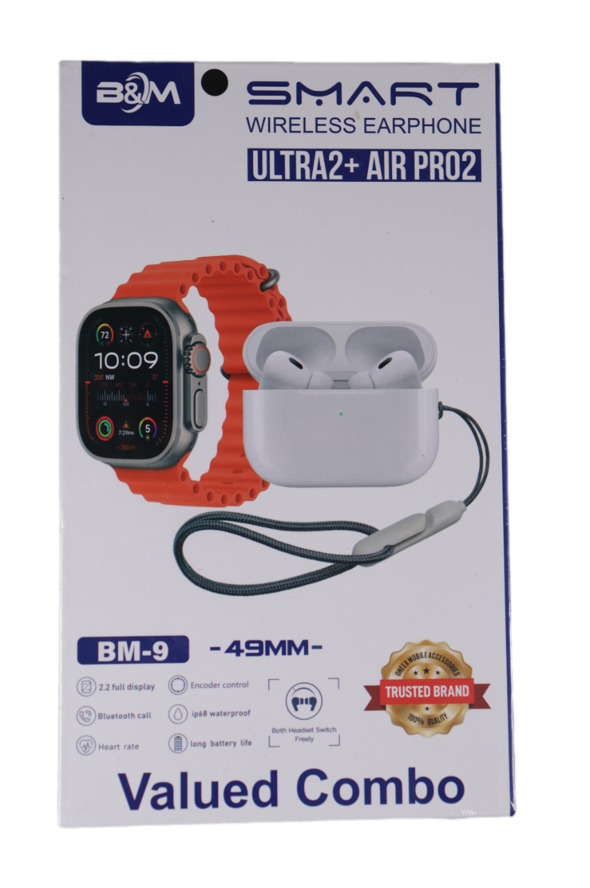 combo valued ecouteurs sans fil ultra2 airpro2 avec bracelet bm 9 1