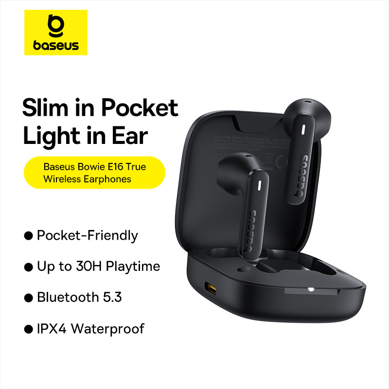 baseus bowie e16 true wireless earphones cluster black prix maroc