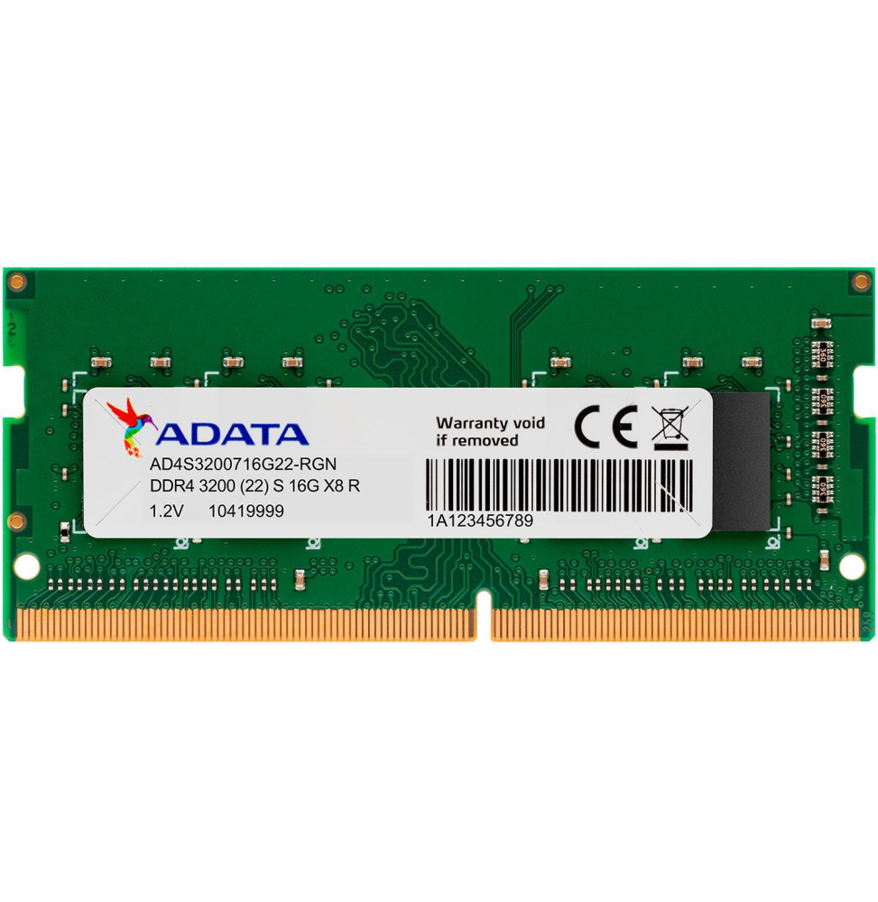 Barrette mémoire ADATA SO DIMM 16GB DDR4 3200 Mhz PC Portable (AD4S320016G22 SGN)